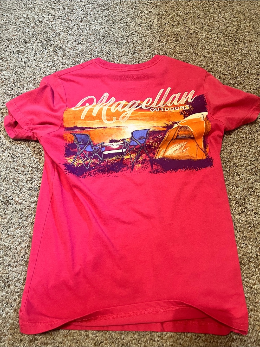 Magellan Outdoors Kids Bright Pink Tee with Orange Camp Graphic